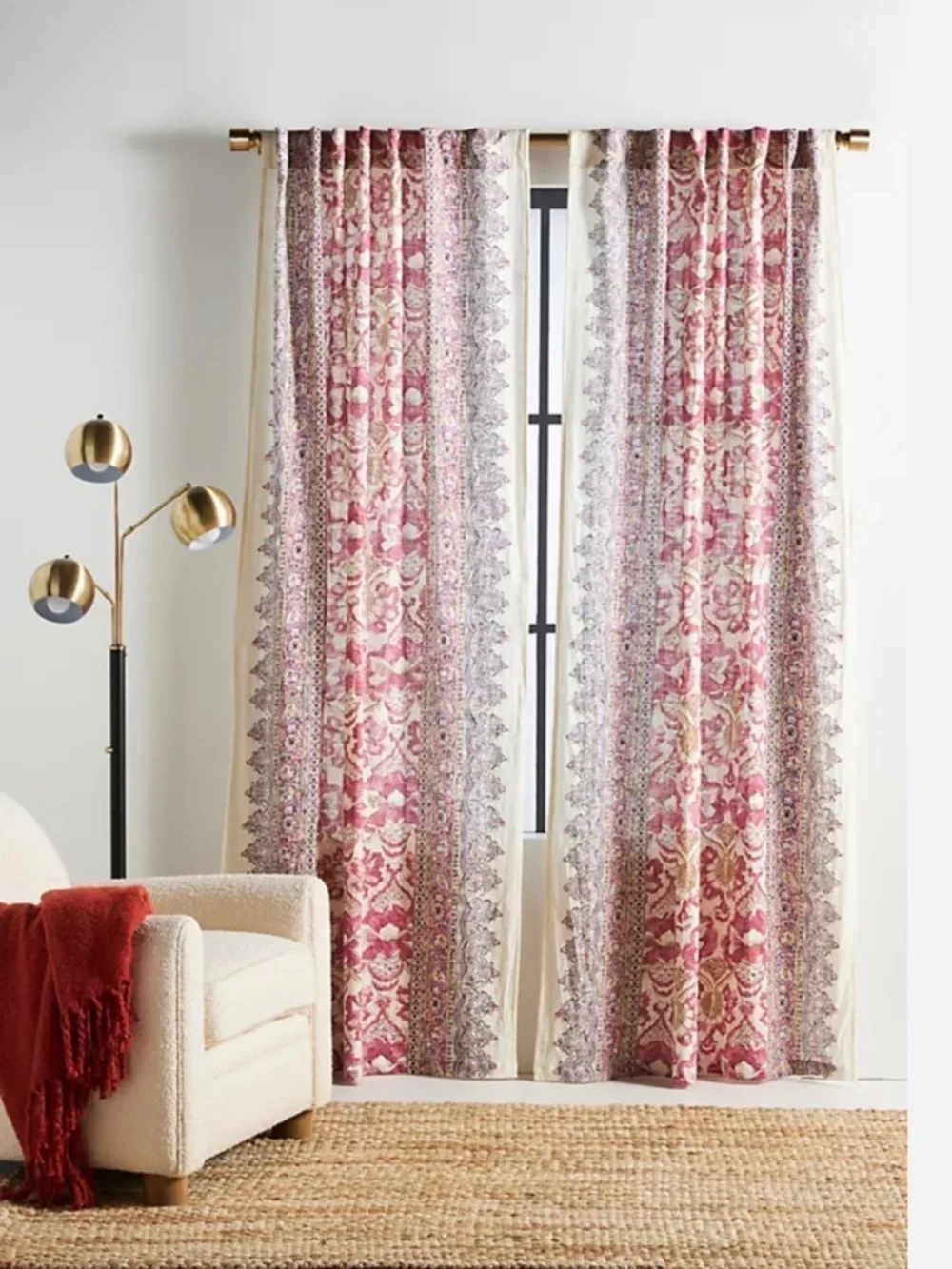 Anthropologie Zadie Curtains Panels Set of 2 96x50 Paisley Floral Boho Drapes